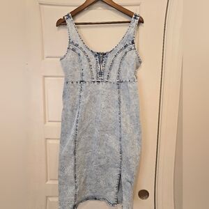 Blue Denim Zip-Up Dress